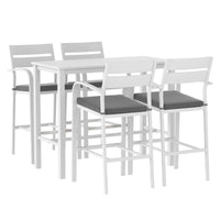 Gardeon Outdoor Bar Set 5-Piece Patio Dining Chairs Aluminium Table Stools White