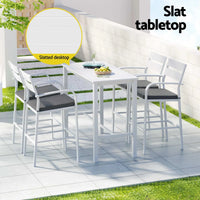 Gardeon Outdoor Bar Set 5-Piece Patio Dining Chairs Aluminium Table Stools White
