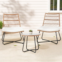 Gardeon 3PC Outdoor Setting Wicker Bistro Set Table Chairs Patio Furniture Brown