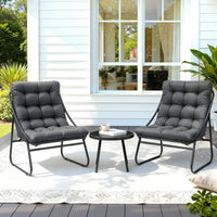 Gardeon 3PC Outdoor Bistro Set Patio Furniture Table and Chairs Steel Dining Chair
