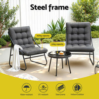 Gardeon 3PC Outdoor Bistro Set Patio Furniture Table and Chairs Steel Dining Chair
