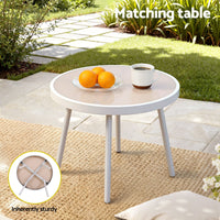 Gardeon 3PC Outdoor Bistro Set Patio Furniture Table and Chairs Steel Dining Chair Khaki