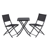 Gardeon Outdoor Bistro Set Folding Table and Chairs Patio Furniture Garden Steel Black