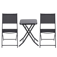 Gardeon Outdoor Bistro Set Folding Table and Chairs Patio Furniture Garden Steel Black