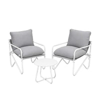 Gardeon Outdoor Bistro Set 3 Piece Patio Furniture Conversation Table and Chairs Grey