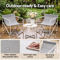 Gardeon Outdoor Bistro Set 3 Piece Patio Furniture Conversation Table and Chairs Grey
