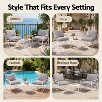 Gardeon Outdoor Bistro Set 3 Piece Patio Furniture Conversation Table and Chairs Grey