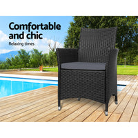 Outdoor Dining Chairs Patio Furniture Wicker Garden Cushion Idris 2PC