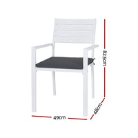 Gardeon 4PC Outdoor Dining Chairs Stackable Aluminum Lounge Chair Patio Furniture