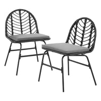 Gardeon 2x Outdoor Chairs Dining Chair Lounge Wicker Patio Furniture Black