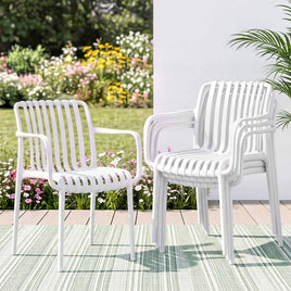 Gardeon 4PC Outdoor Dining Chairs Patio Furniture PP Stackable Chair Garden White