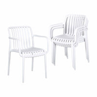 Gardeon 4PC Outdoor Dining Chairs Patio Furniture PP Stackable Chair Garden White