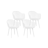 4PC Outdoor Dining Chairs PP Lounge Chair Patio Furniture Garden White