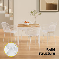 4PC Outdoor Dining Chairs PP Lounge Chair Patio Furniture Garden White