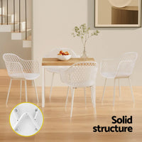 Gardeon 4PC Outdoor Dining Chairs PP Lounge Chair Patio Furniture Garden White