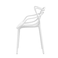 4PC Outdoor Dining Chairs PP Portable Stackable Chair Patio Furniture White