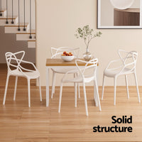 4PC Outdoor Dining Chairs PP Portable Stackable Chair Patio Furniture White