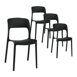 Gardeon 4PC Outdoor Dining Chairs Stackable PP Patio Chair Garden Furniture Black
