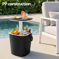 Gardeon 2-in-1 Outdoor Bar Table Portable Wine Cooler 15L Ice Bucket Tong Black