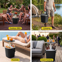 Gardeon 2-in-1 Outdoor Bar Table Portable Wine Cooler 15L Ice Bucket Tong Black