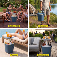 Gardeon 2-in-1 Outdoor Bar Table Portable Ice Bucket Cooler 15L Tong Blue