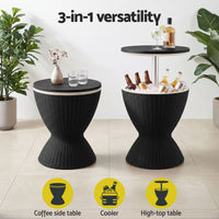 Gardeon Outdoor Bar Table Portable Ice Bucket Cooler 30L Adjustable Top Black