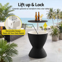 Gardeon Outdoor Bar Table Portable Ice Bucket Cooler 30L Adjustable Top Black
