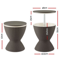 Gardeon Outdoor Bar Table Portable Ice Bucket Cooler 30L Adjustable Top Brown
