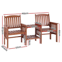 Outdoor Garden Bench Loveseat Wooden Table Chairs Patio Furniture Brown