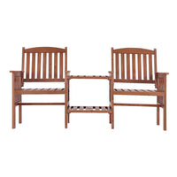 Outdoor Garden Bench Loveseat Wooden Table Chairs Patio Furniture Brown