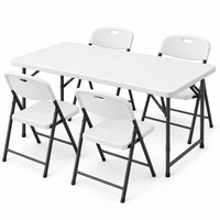 Gardeon 5PCS Outdoor Dining Set 120CM Folding Table and Chairs Patio Furniture White
