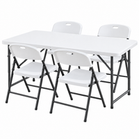 Gardeon 5PCS Outdoor Dining Set 120CM Folding Table and Chairs Patio Furniture White