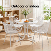 Gardeon 5PCS Outdoor Dining Set Table and Chairs Patio Furniture Garden Diamond White