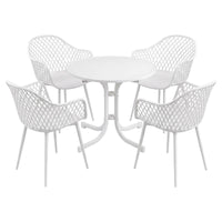 Gardeon 5PCS Outdoor Dining Set Table and Chairs Patio Furniture Garden Diamond White