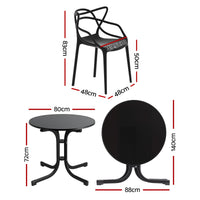 Gardeon 5PCS Outdoor Dining Set Table and Chairs Garden Patio Furniture Entwine Black