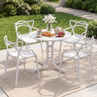 Gardeon 5PCS Outdoor Dining Set Table and Chairs Garden Patio Furniture Entwine White