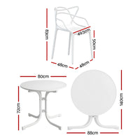 Gardeon 5PCS Outdoor Dining Set Table and Chairs Garden Patio Furniture Entwine White