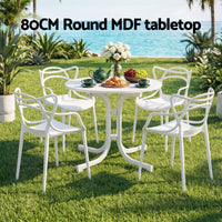 Gardeon 5PCS Outdoor Dining Set Table and Chairs Garden Patio Furniture Entwine White
