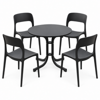 Gardeon 5PCS Outdoor Dining Set Table and Chairs Patio Furniture Garden Black