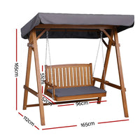 Gardeon Swing Chair Wooden Garden Bench Canopy 2 Seater Outdoor Furniture