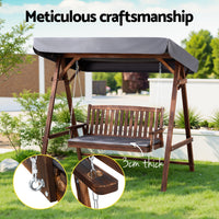 Wooden Swing Chair Garden Bench Canopy 3 Seater Outdoor Furniture