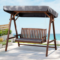 Wooden Swing Chair Garden Bench Canopy 3 Seater Outdoor Furniture