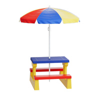 Kids Outdoor Table and Chairs Set Picnic Bench Umbrella Children Indoor