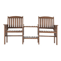 Outdoor Garden Bench Loveseat Wooden Table Chairs Patio Furniture Brown