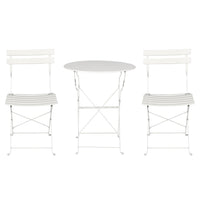 3PC Outdoor Bistro Set Steel Table and Chairs Patio Furniture White