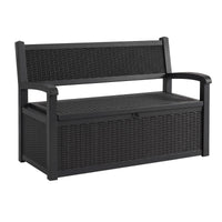 Gardeon Outdoor Storage Box Bench 254L Resin Armset Backrest Lockable Black