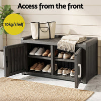 Outdoor Storage Box Bench Shoe Cabinet with Shelf Resin 81cm Black