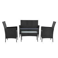 4 Seater Outdoor Sofa Set Wicker Setting Table Chair Furniture Dark Grey