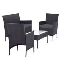 4 Seater Outdoor Sofa Set Wicker Setting Table Chair Furniture Dark Grey