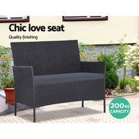 4 Seater Outdoor Sofa Set Wicker Setting Table Chair Furniture Dark Grey